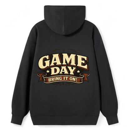 Bold typography design - "GAME DAY" - competition ready, bring it on - Classic Pullover Hoodie - Black