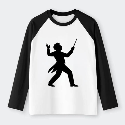Conductor leading orchestra passionately - Raglan Long Sleeve T-Shirt