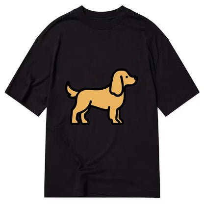 Cocker Spaniel - Golden colored flat side profile - Classic T-shirt - Black