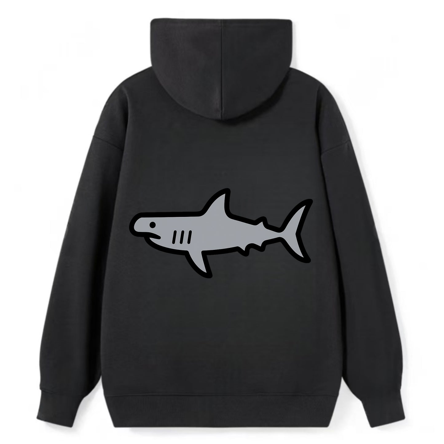 Hammerhead Shark - Gray distinctive head flat side profile - Classic Pullover Hoodie - Black