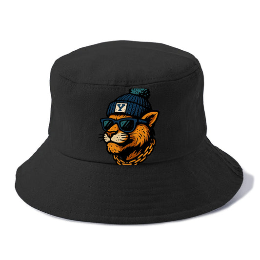 Provo Cougar wearing BYU beanie with Y patch - Bucket Hat - Black