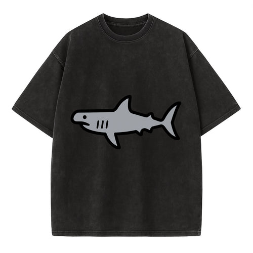 Hammerhead Shark - Gray distinctive head flat side profile - Vintage T-shirt