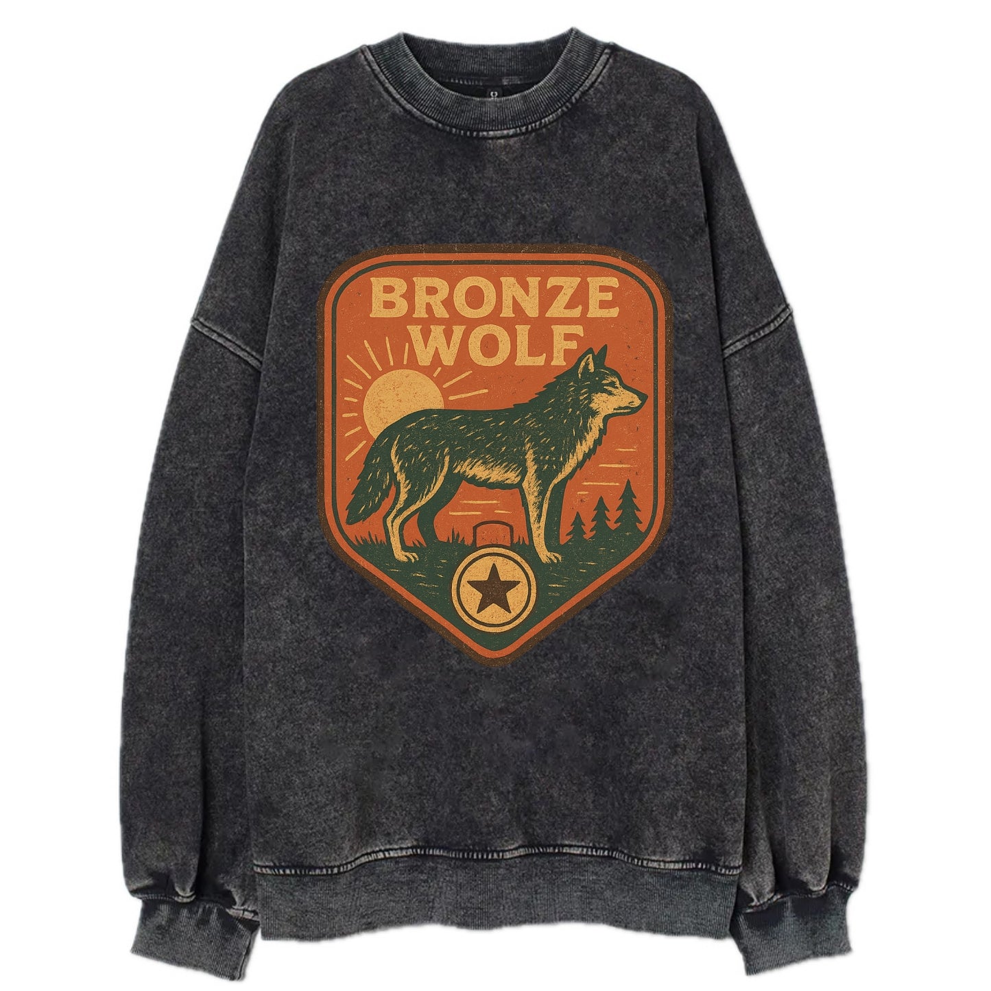 Bronze Wolf Medal  - Vintage Sweatshirt - Black