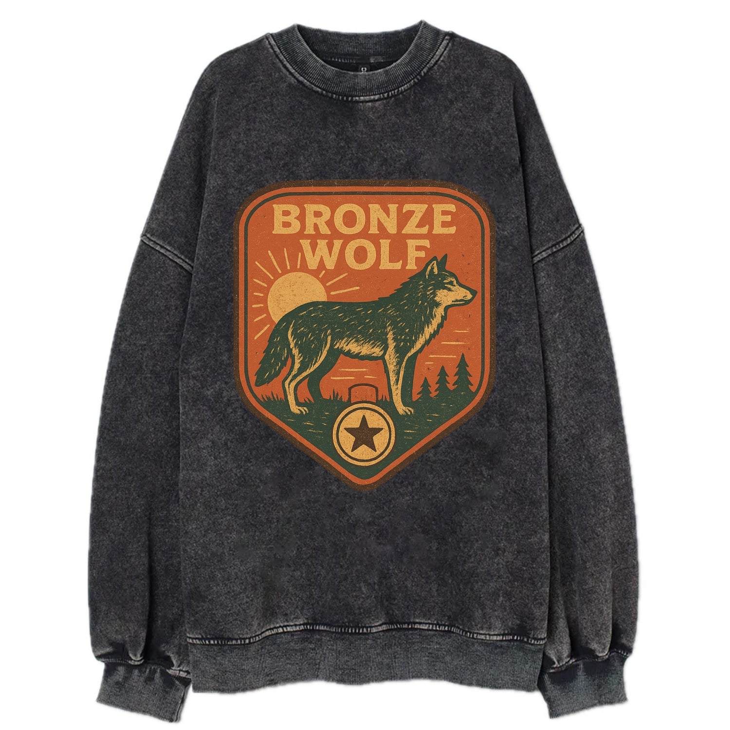 Bronze Wolf Medal  - Vintage Sweatshirt - Black