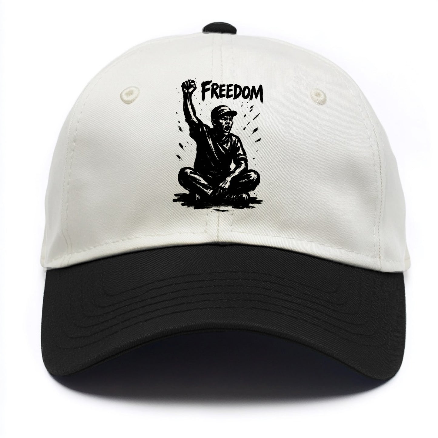 Sit-in protest figure - civil disobedience ink art - Two Tone Cap - Black