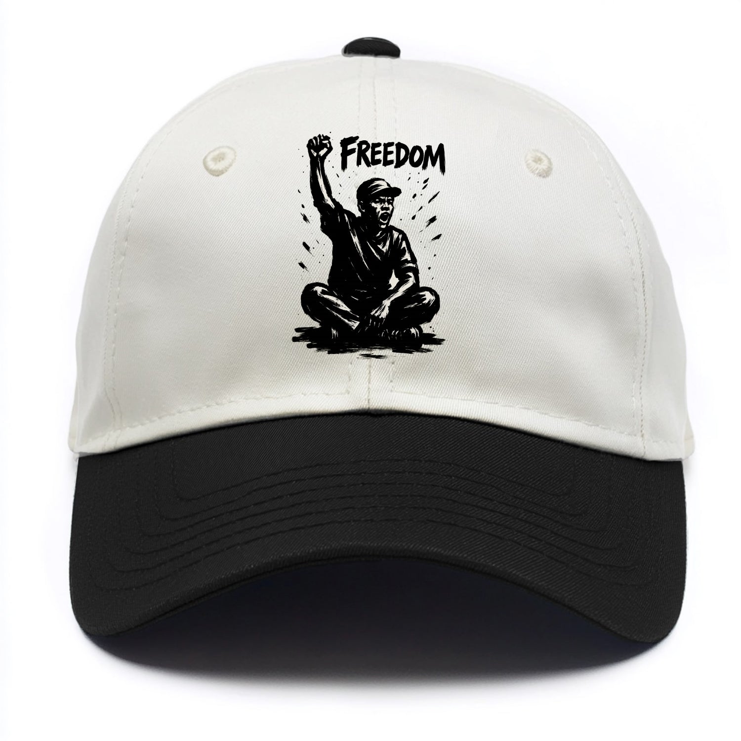 Sit-in protest figure - civil disobedience ink art - Two Tone Cap - Black