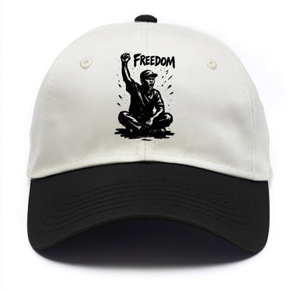 Sit-in protest figure - civil disobedience ink art - Two Tone Cap - Black