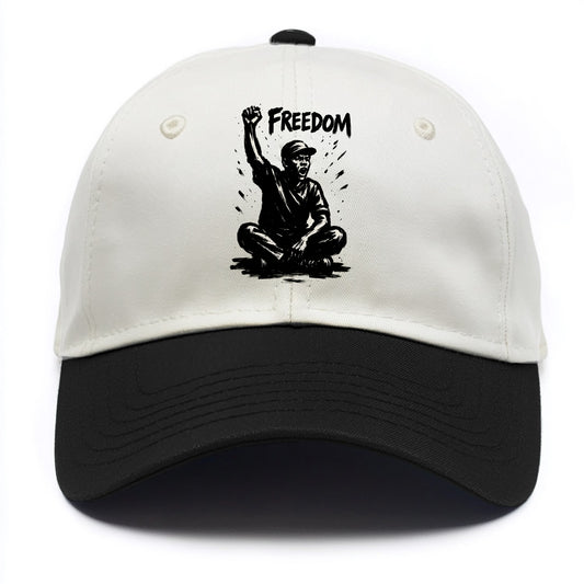 Sit-in protest figure - civil disobedience ink art - Two Tone Cap - Black