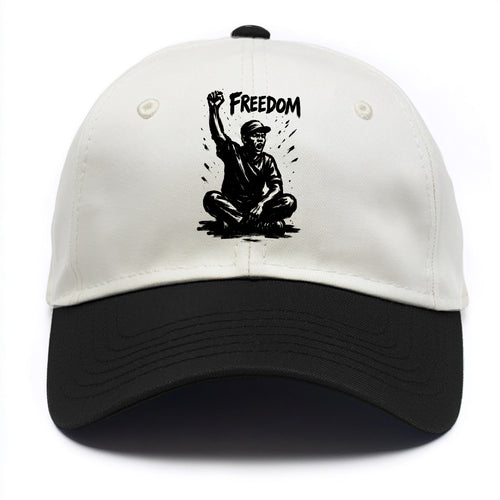 Sit-in protest figure - civil disobedience ink art - Two Tone Cap