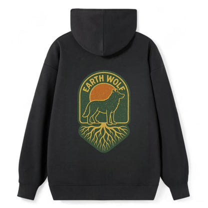 Earth Wolf Roots  - Classic Pullover Hoodie - Black