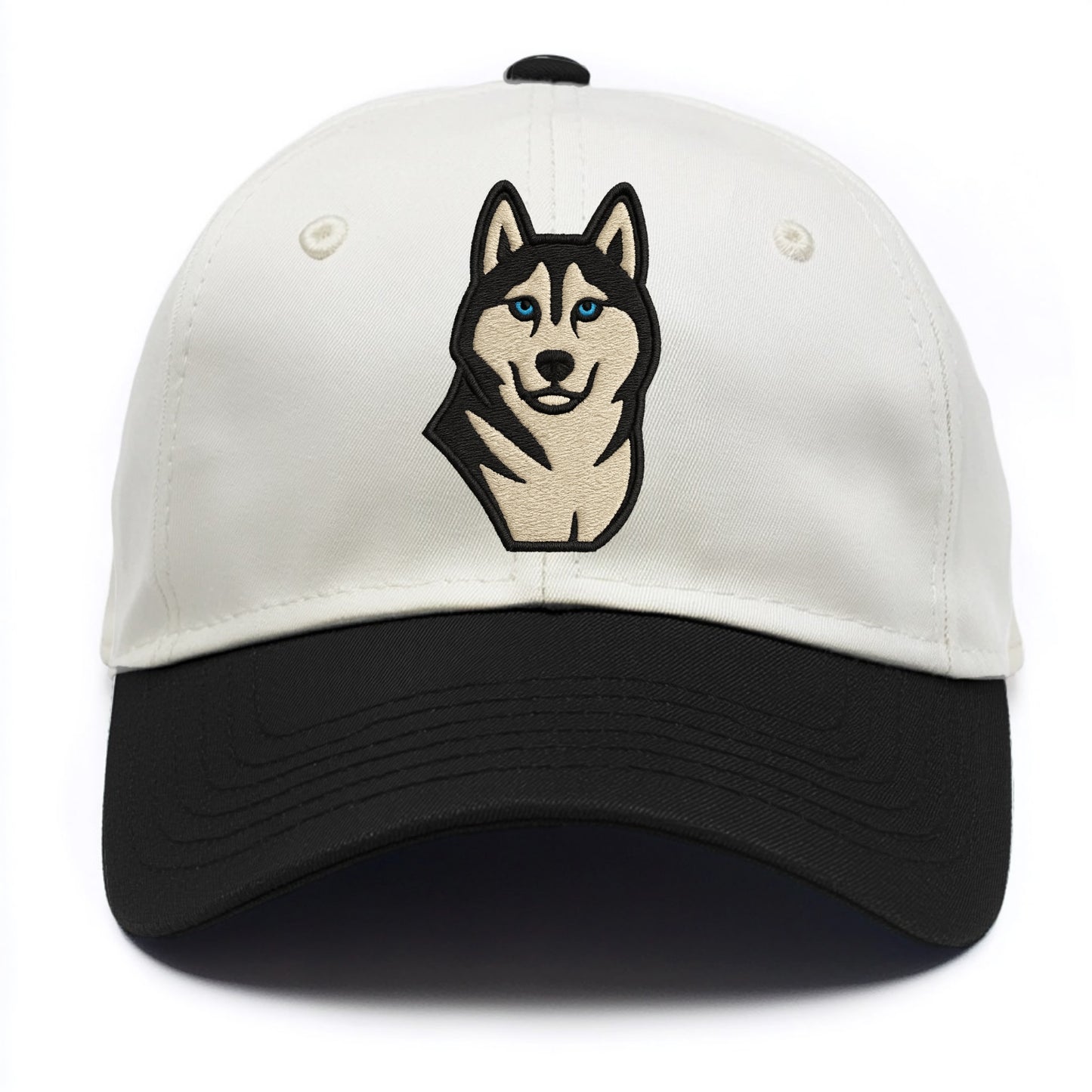 Husky - Blue eyes close-up portrait - Two Tone Cap - Black