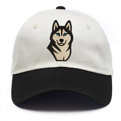 Husky - Blue eyes close-up portrait - Two Tone Cap - Black