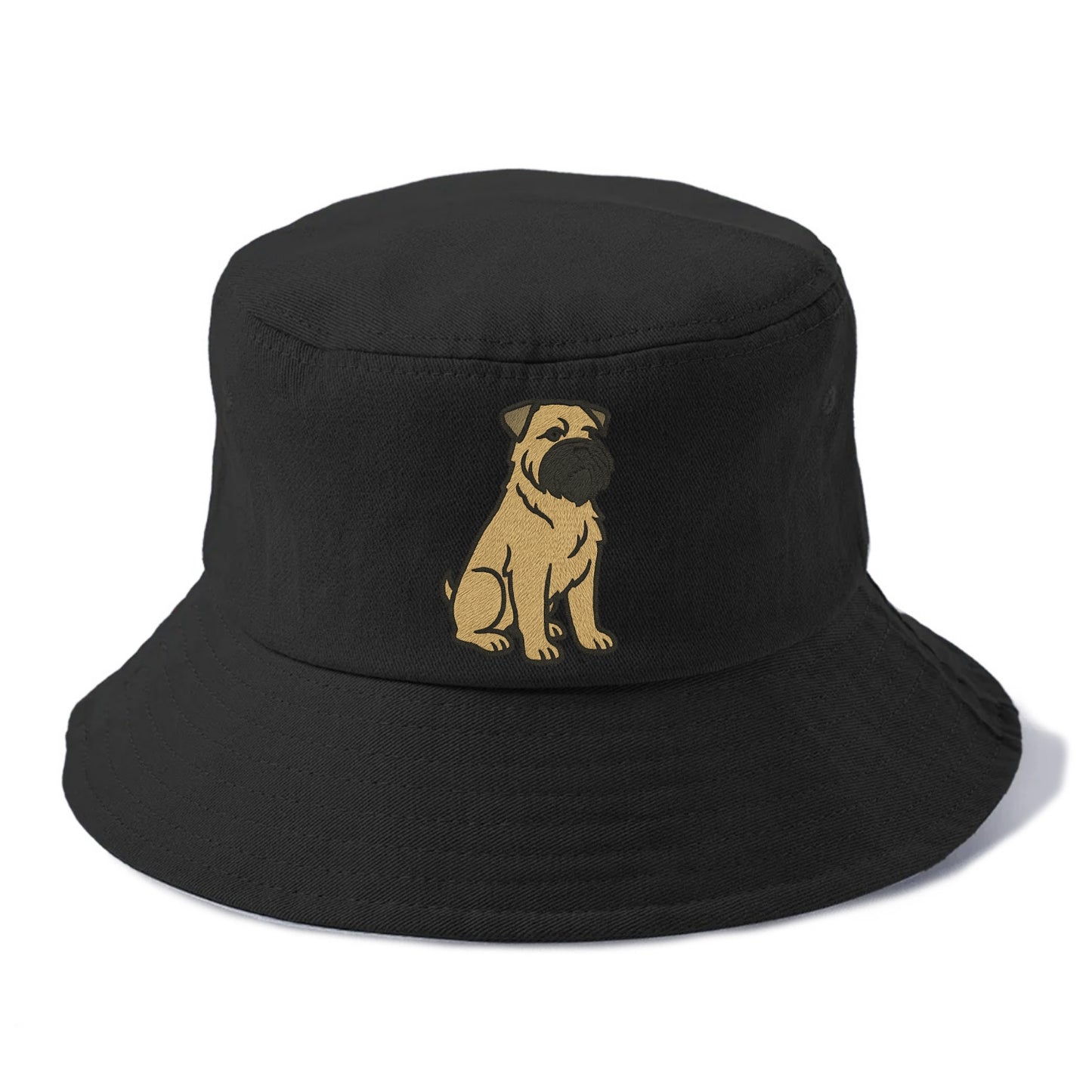 Bouvier des Flandres - Fawn rough coat embroidered design - Bucket Hat - Black