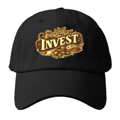 Bold typography design - "INVEST" - growing money, smart decisions - Baseball Cap For Big Heads - Black
