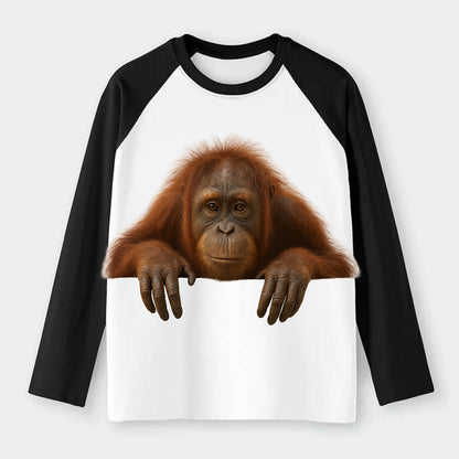 Orangutan  - Raglan Long Sleeve T-Shirt - Black