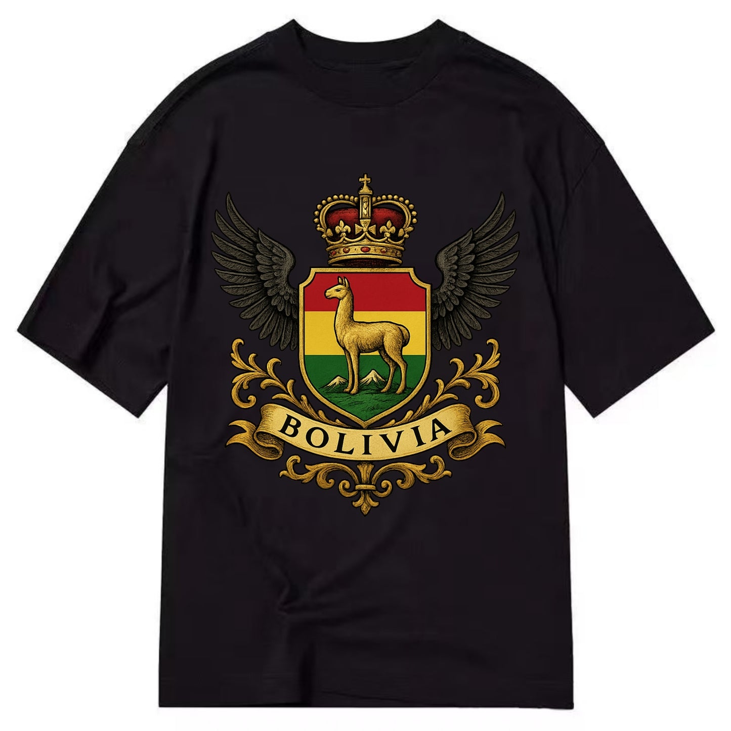 Bolivia Llama Emblem  - Classic T-shirt - Black