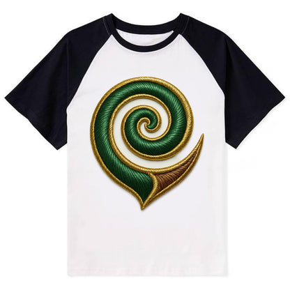 Maori Koru  - Contrast Raglan T-shirt - Black