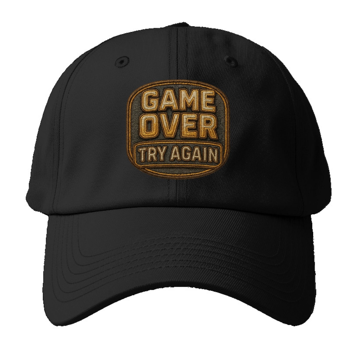 Game Over Try Again  - Baseball Cap For Big Heads - Black