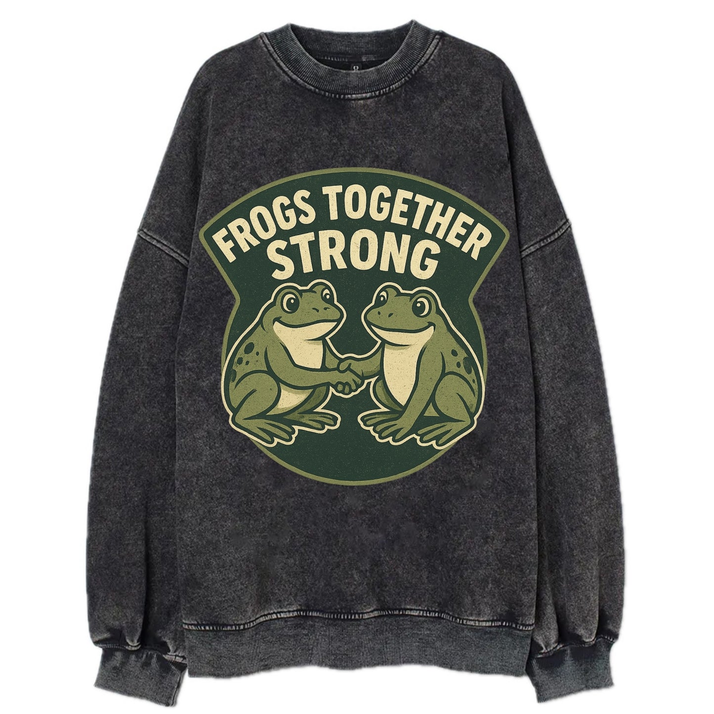 Frogs Together Strong 3 - Vintage Sweatshirt - Black