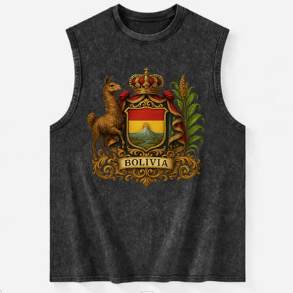 Bolivia Royal Logo  - Vintage Washed Tank - Black