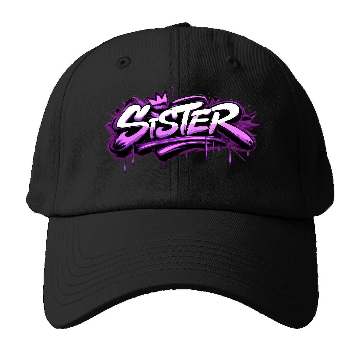 Bold typography design - "SISTER" - female bond, sisterhood - Baseball Cap - Black
