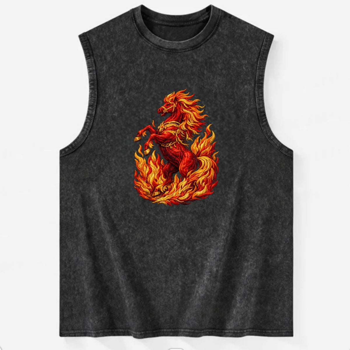 VICTORY BLAZE | Triumphant rearing horse in flames | Achievement celebration - Vintage Washed Tank - Black