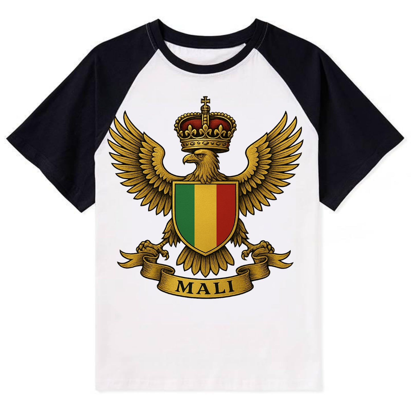 Mali Royal Logo  - Contrast Raglan T-shirt - Black