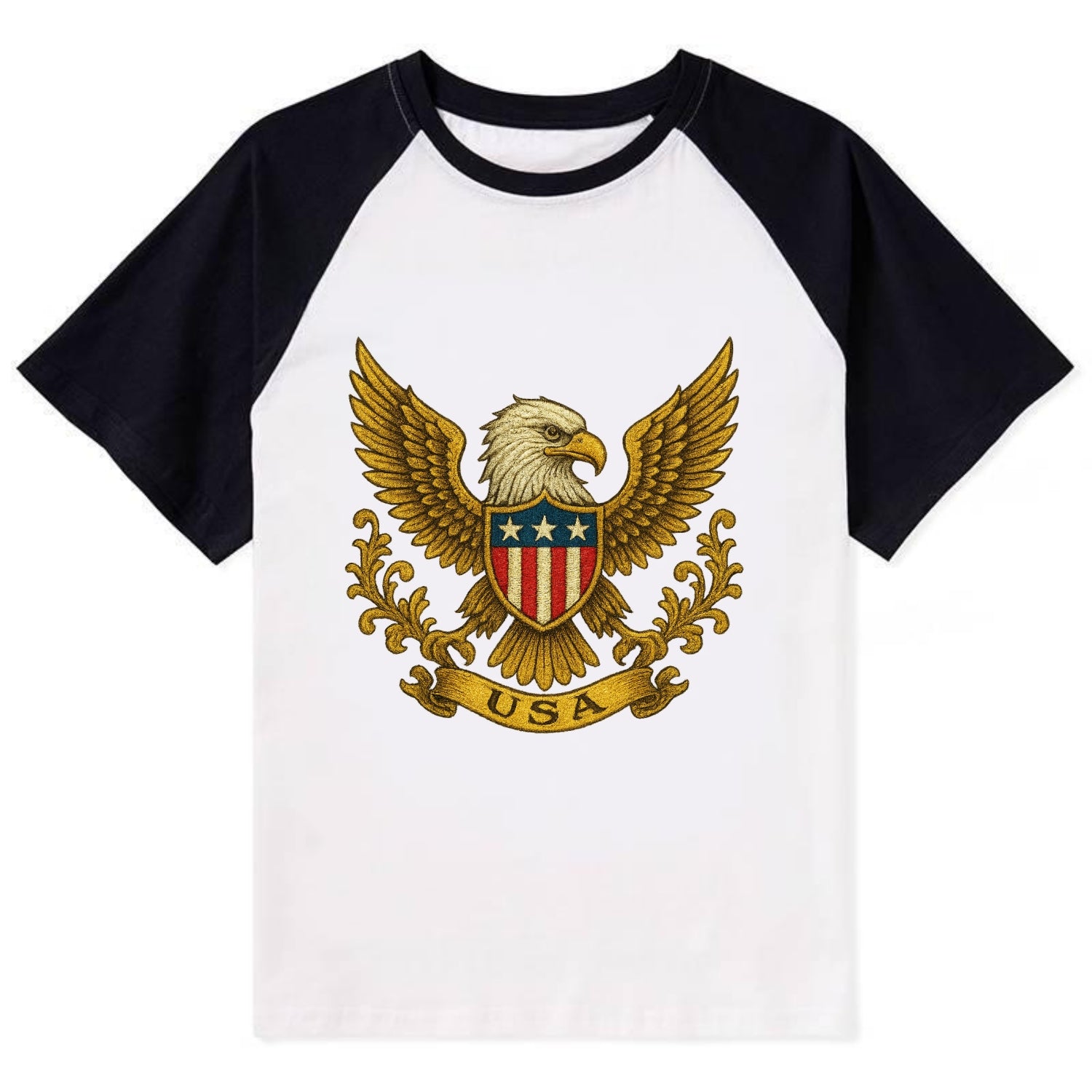 Usa Heritage Eagle 2 - Contrast Raglan T-shirt - Black