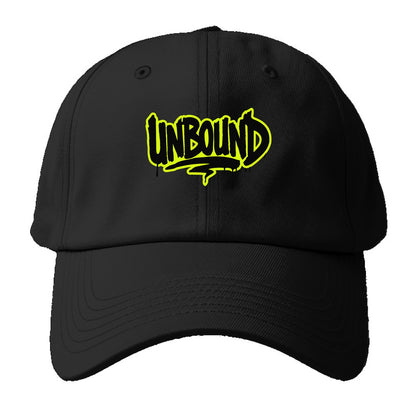 Bold typography design - "UNBOUND" - without limits, free from constraints - Baseball Cap - Black