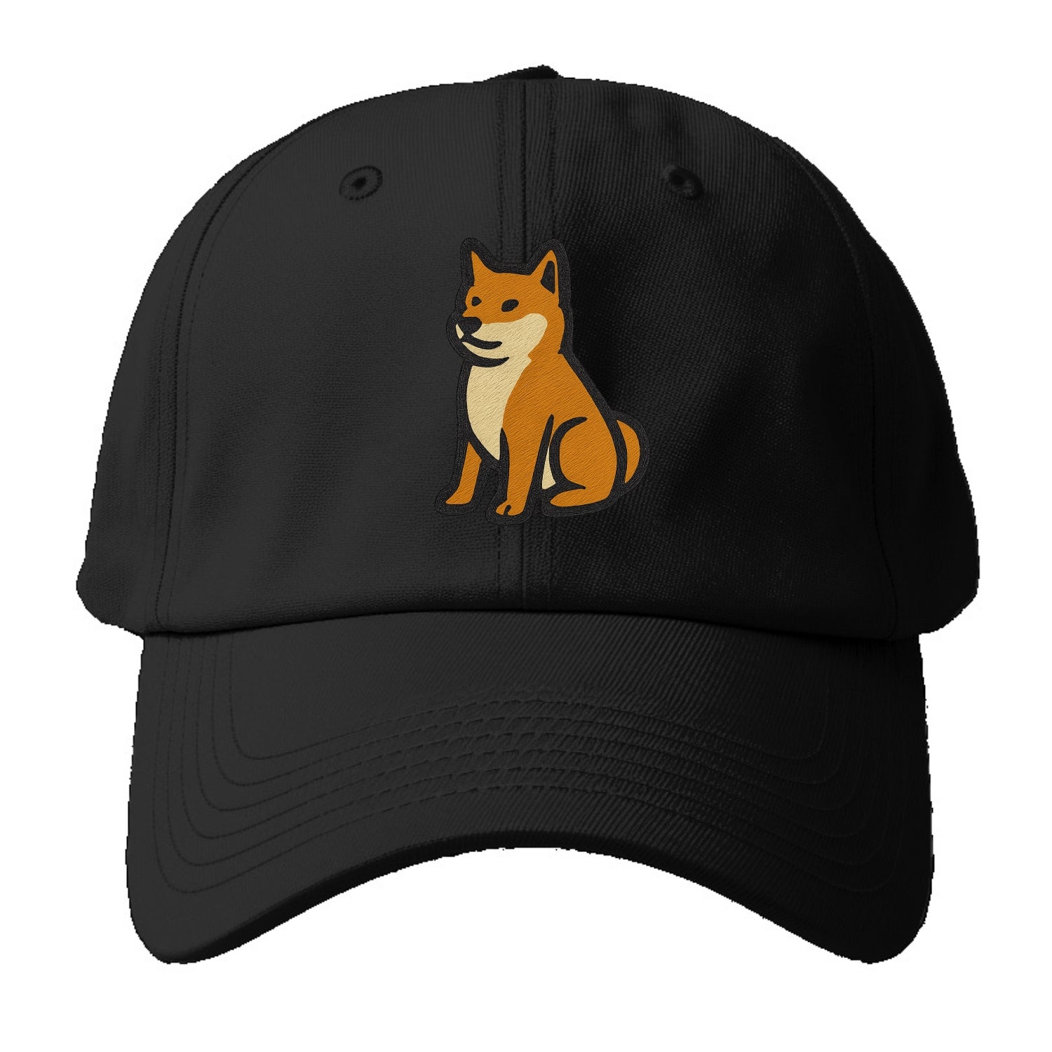 Shiba Inu - Red colored sitting pose - B Baseball Cap For Big Heads - Black