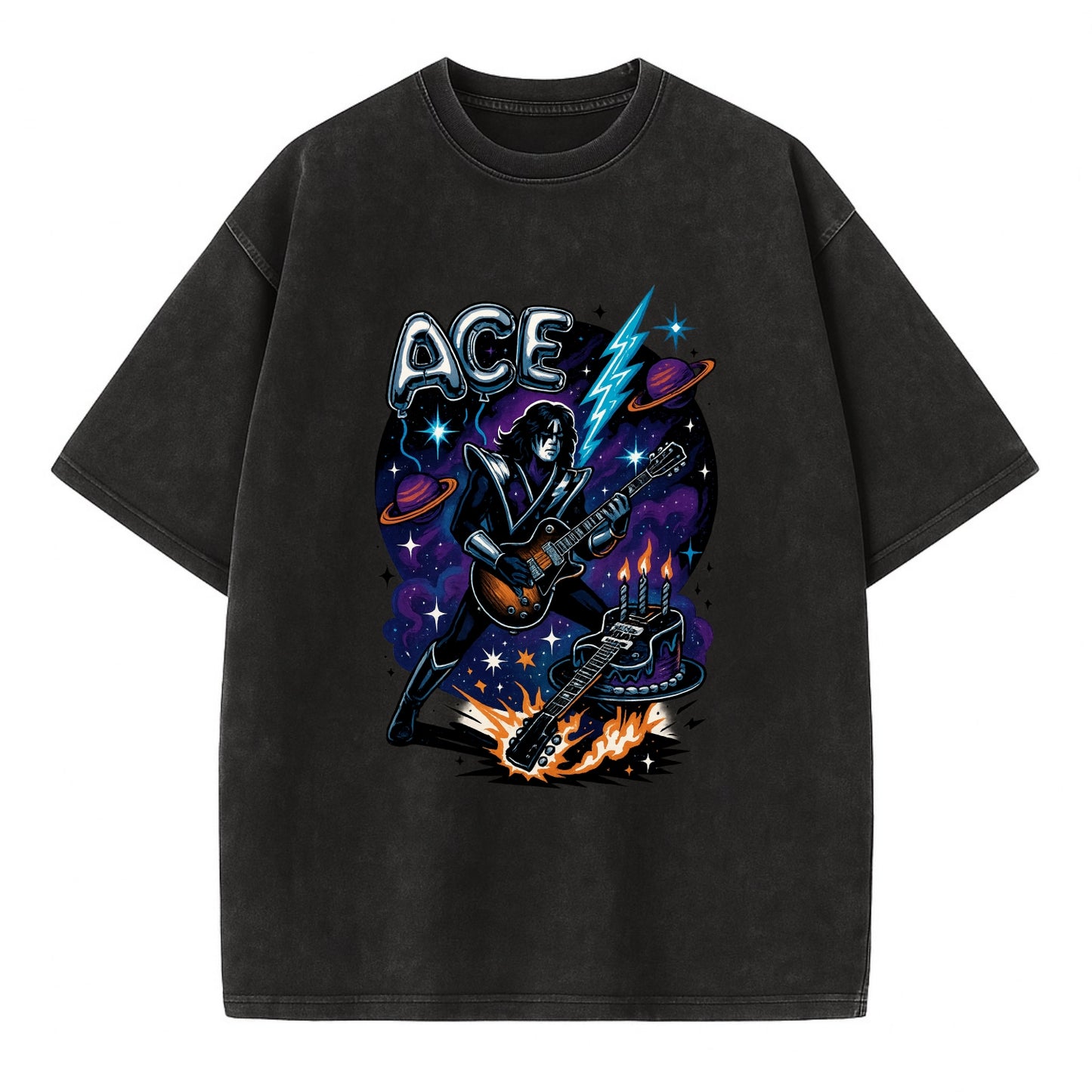 Ace Birthday Celebration - Vintage T-shirt - Black