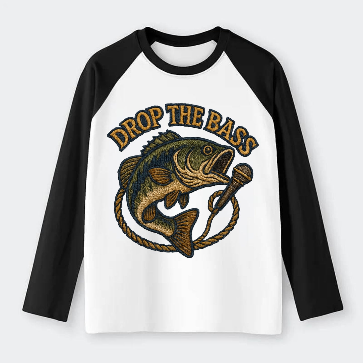 Drop The Bass  - Raglan Long Sleeve T-Shirt - Black