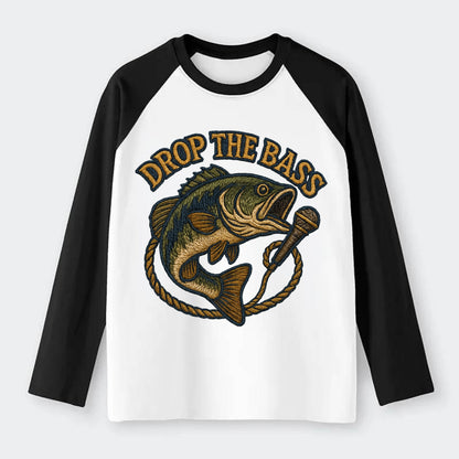 Drop The Bass  - Raglan Long Sleeve T-Shirt - Black