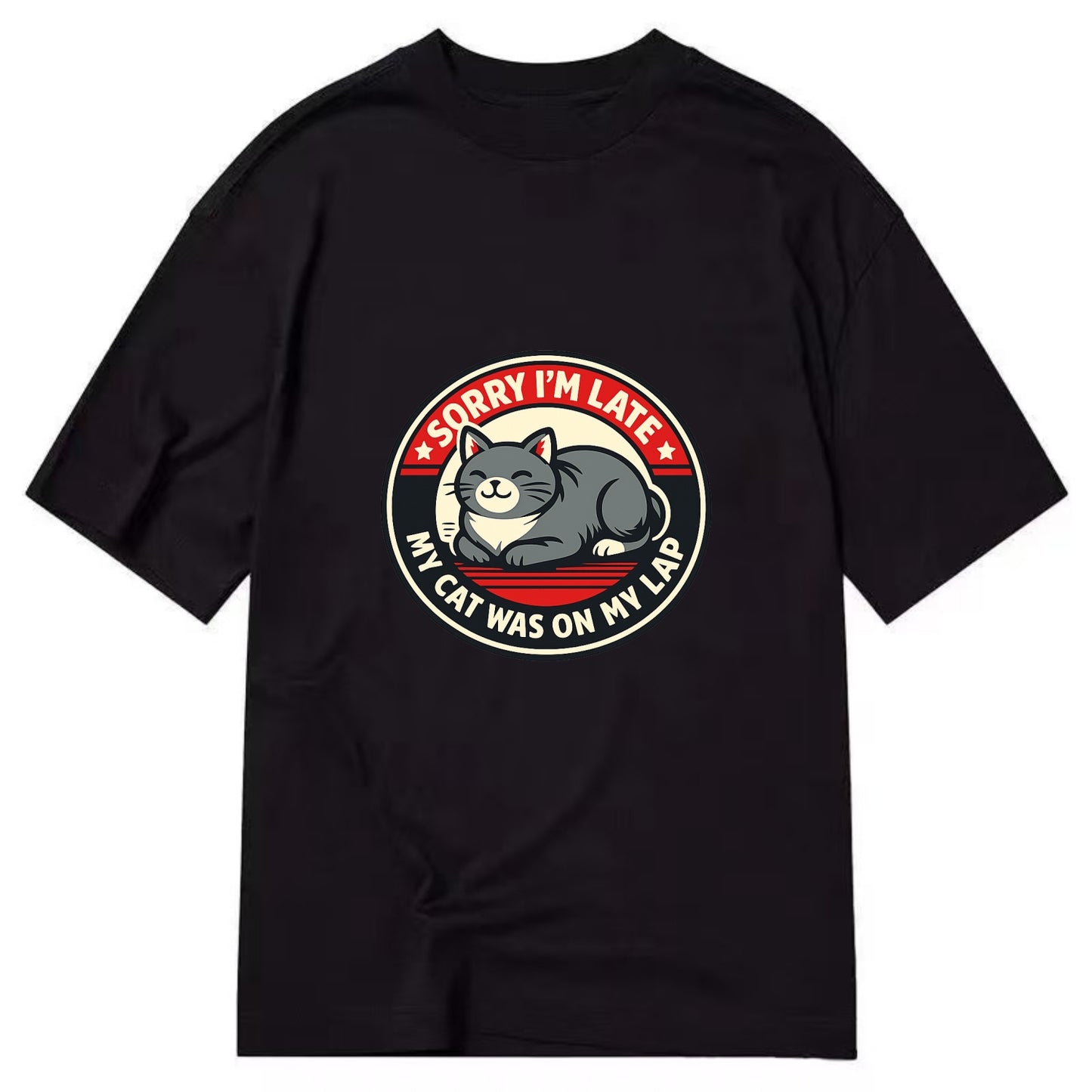 Charming Cat Loaf Excuse Emblem - Classic T-shirt - Black