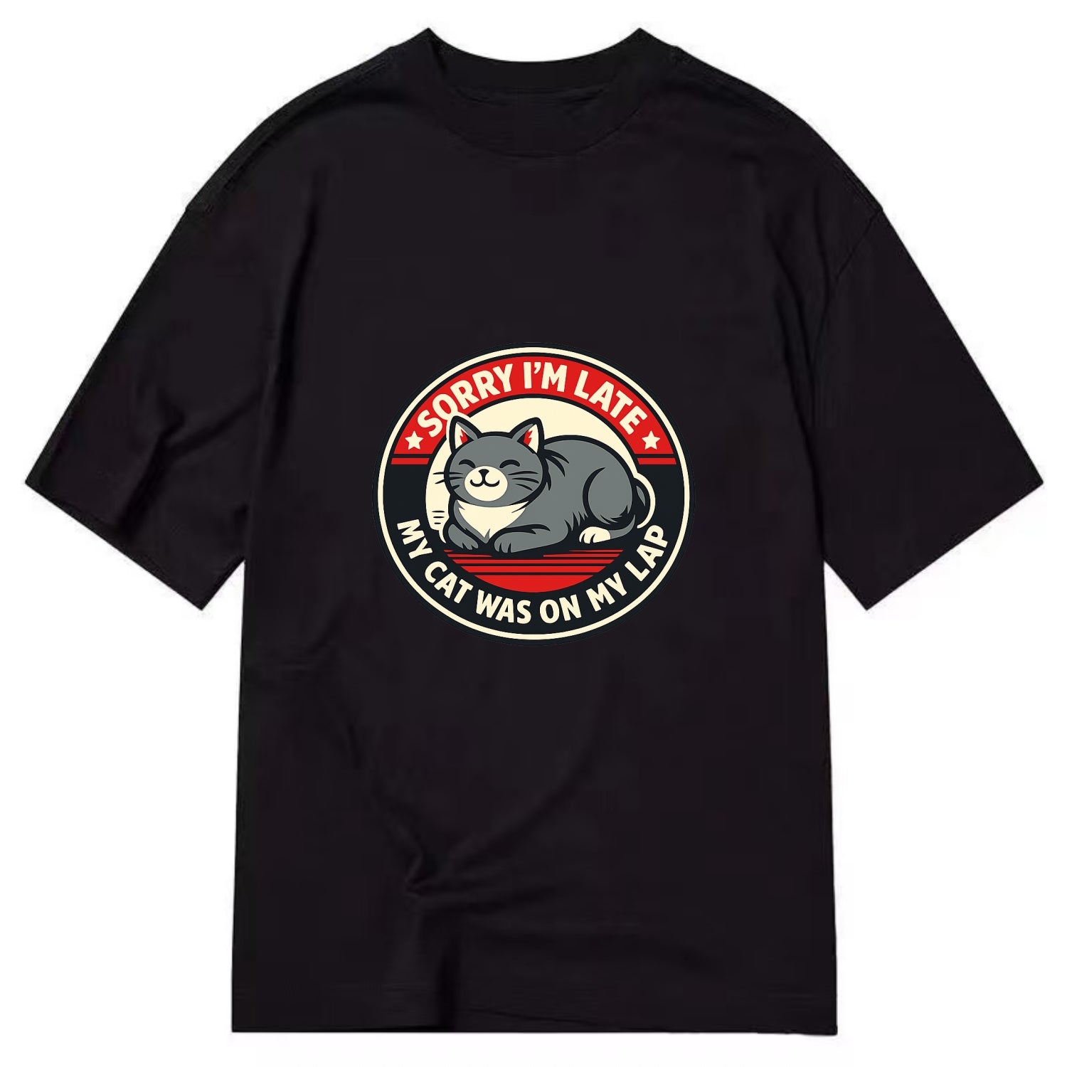 Charming Cat Loaf Excuse Emblem - Classic T-shirt - Black