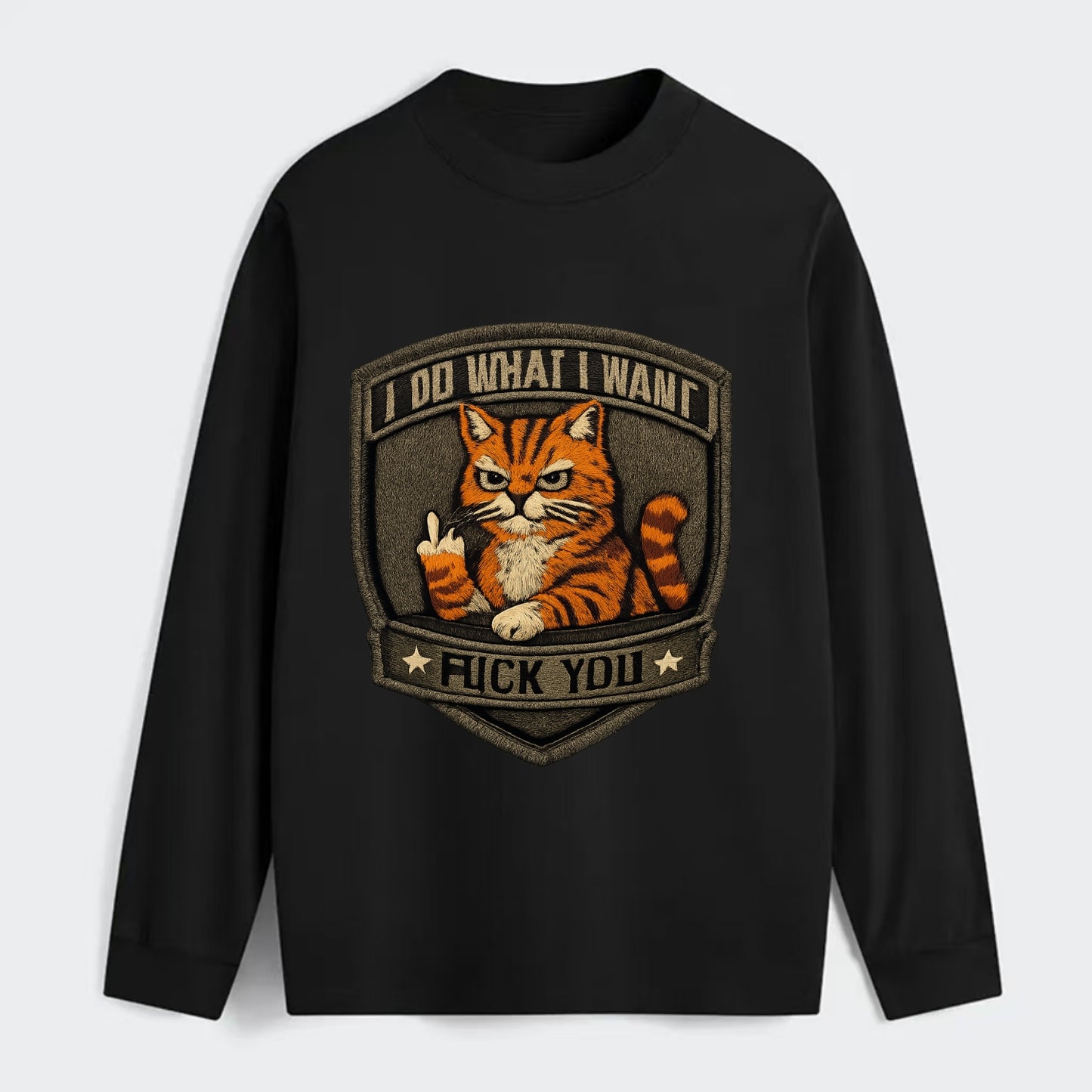 I DO WHAT I WANT CAT - sassy cat in orange , feline attitude - Classic Long Sleeve Shirt - Black