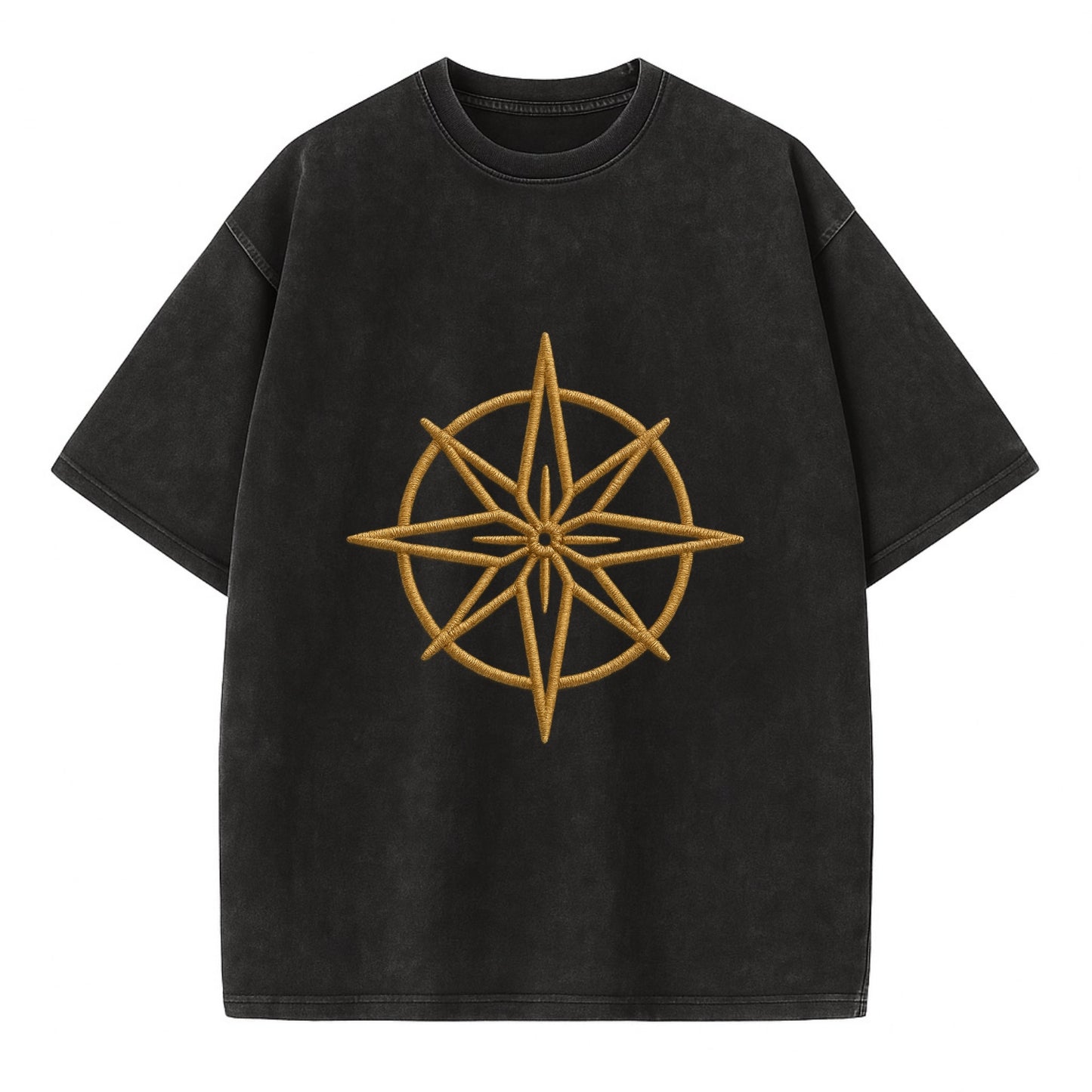 Compass Rose  - Vintage T-shirt - Black