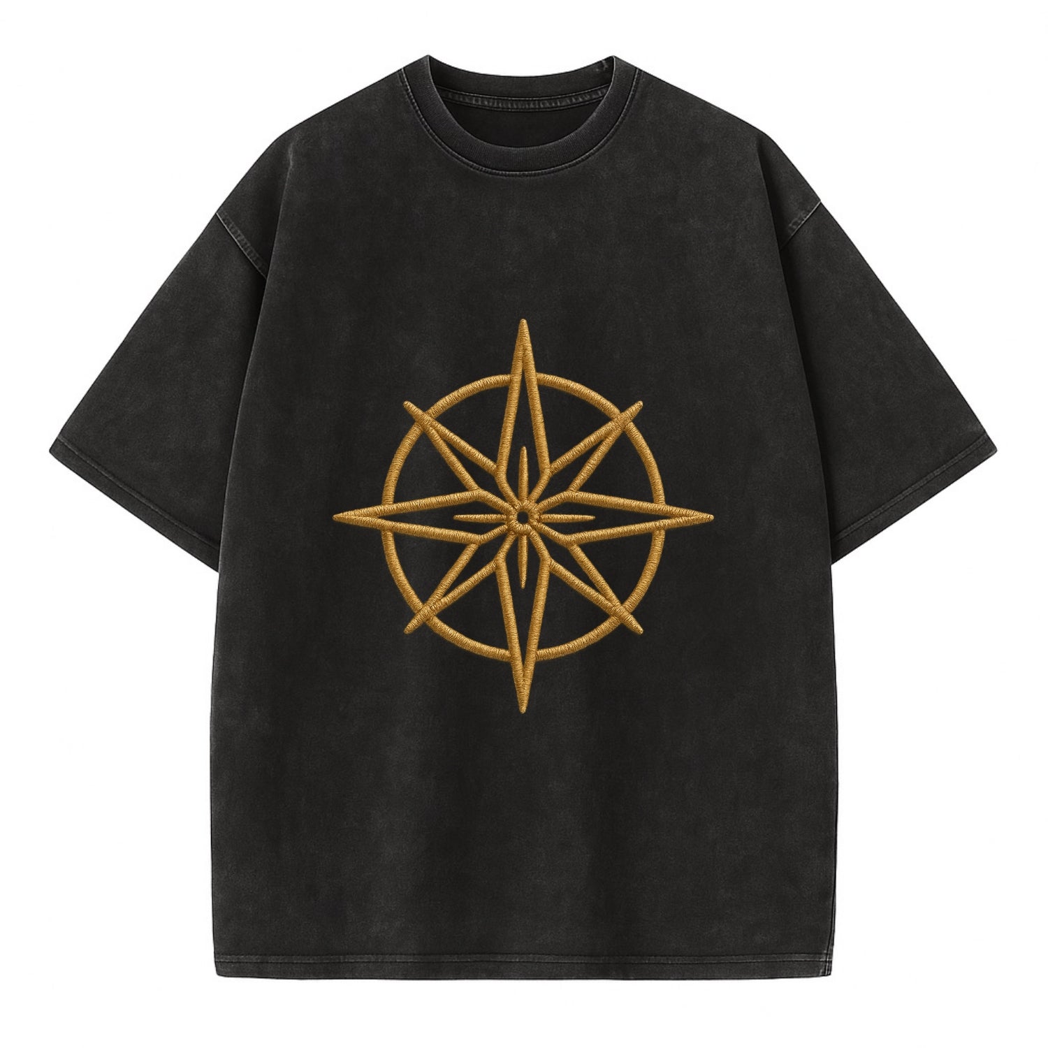 Compass Rose  - Vintage T-shirt - Black