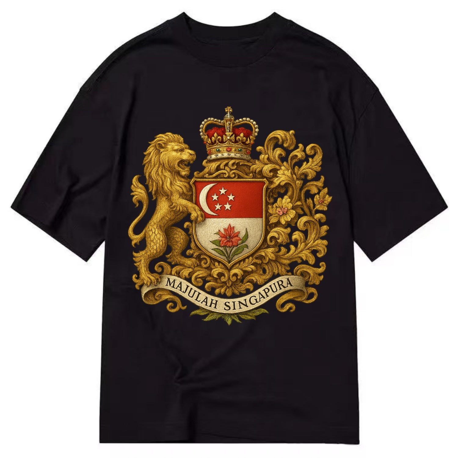 Singapore Merlion Emblem  - Classic T-shirt - Black