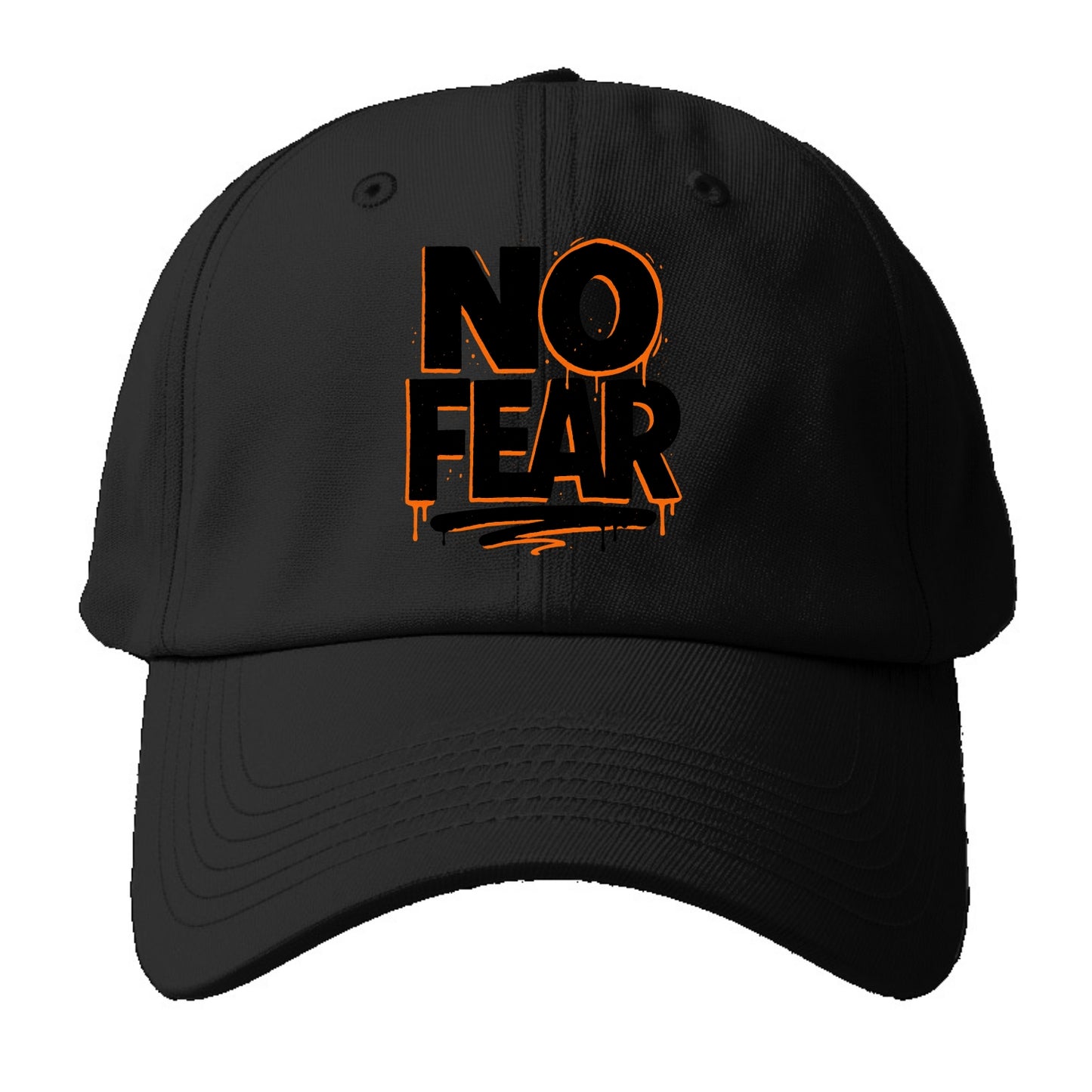 Bold typography design - "NO FEAR" - courage, bravery - Baseball Cap For Big Heads - Black
