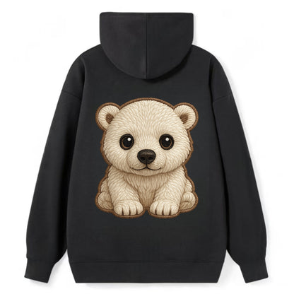 Baby Polar Bear Cub - white fluffy, black nose, dark curious eyes, - Classic Pullover Hoodie - Black