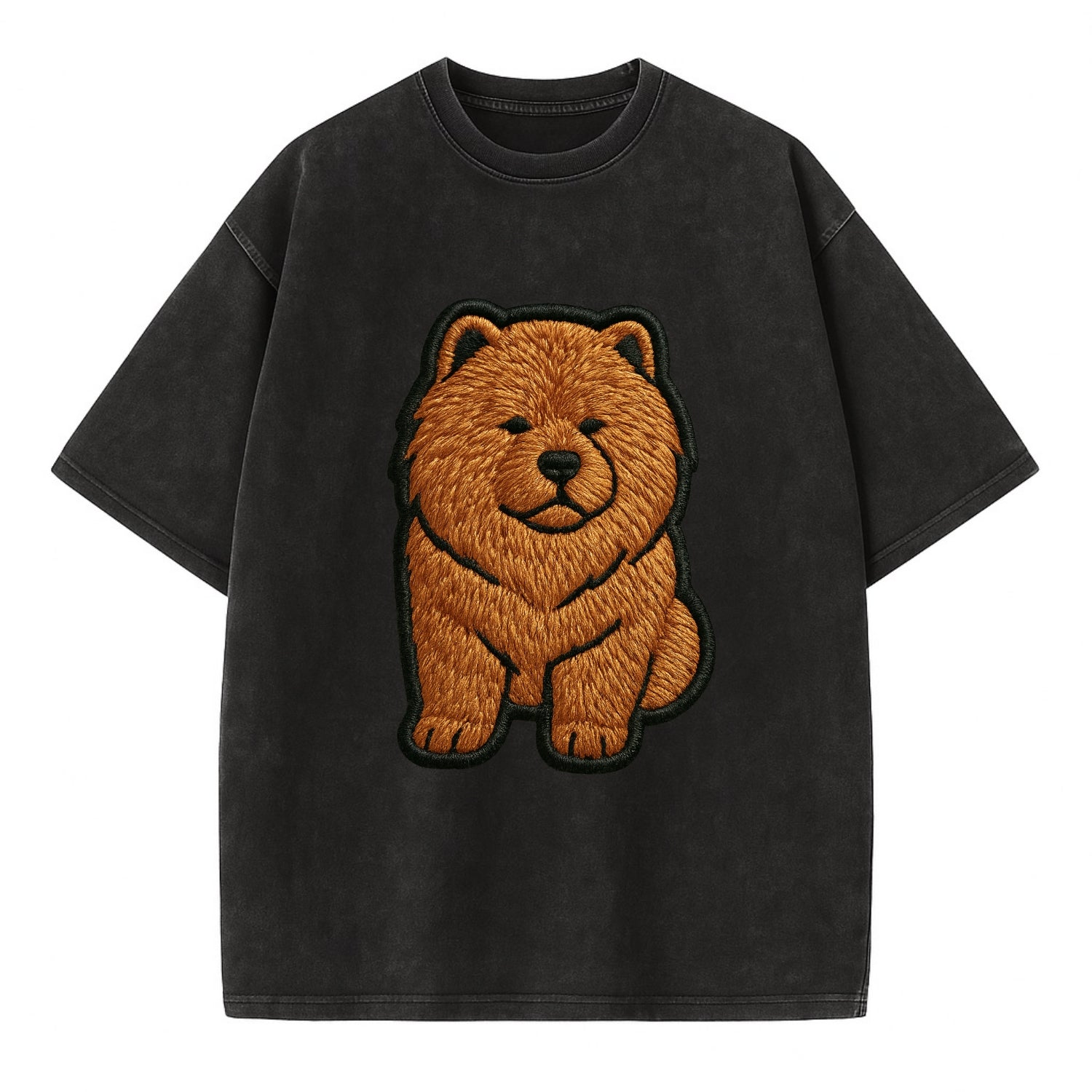 Chow Chow - Trendy lion-mane design with - Vintage T-shirt - Black