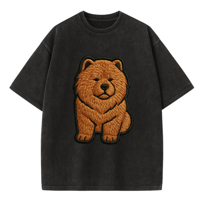 Chow Chow - Trendy lion-mane design with - Vintage T-shirt - Black