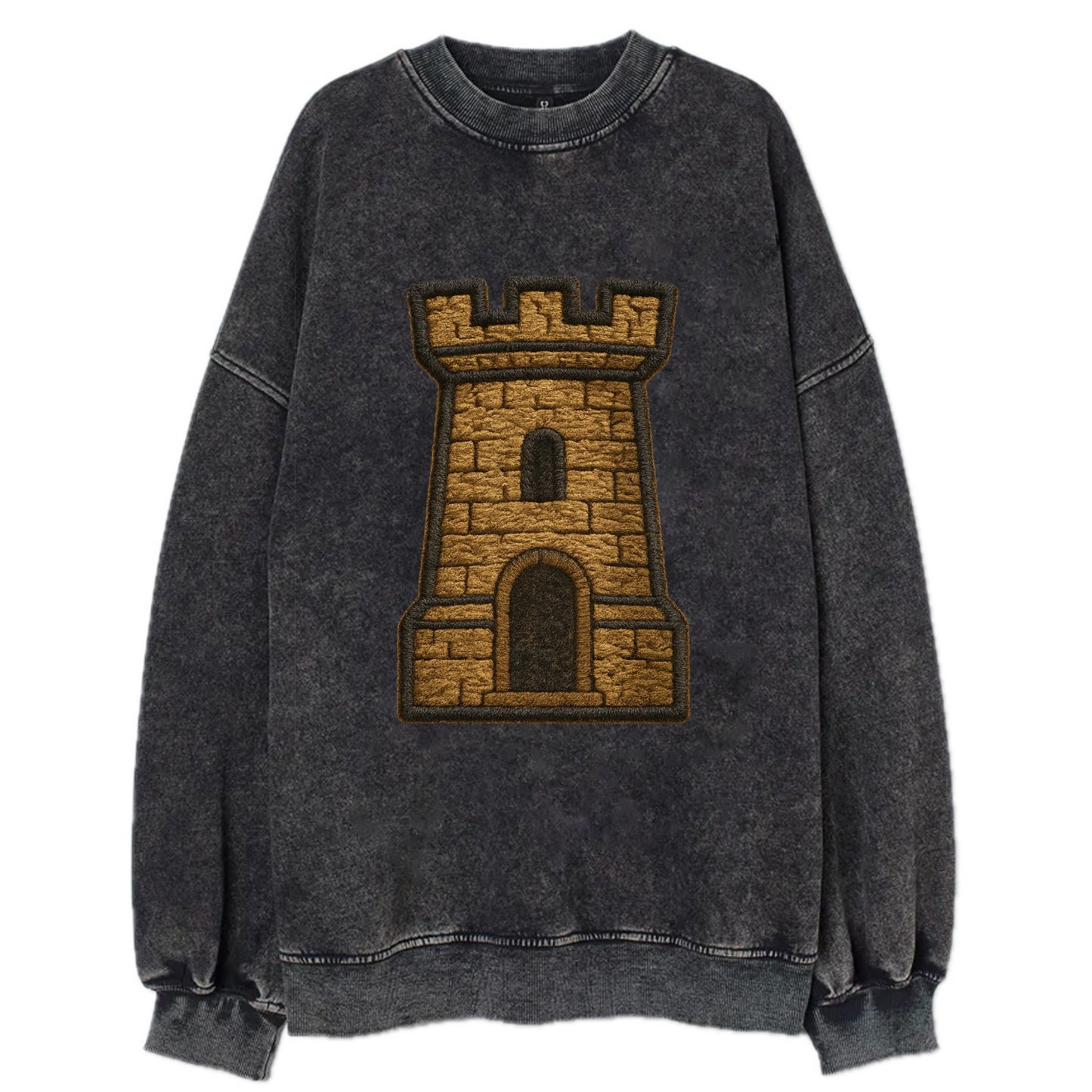 Castle Tower  - Vintage Sweatshirt - Black