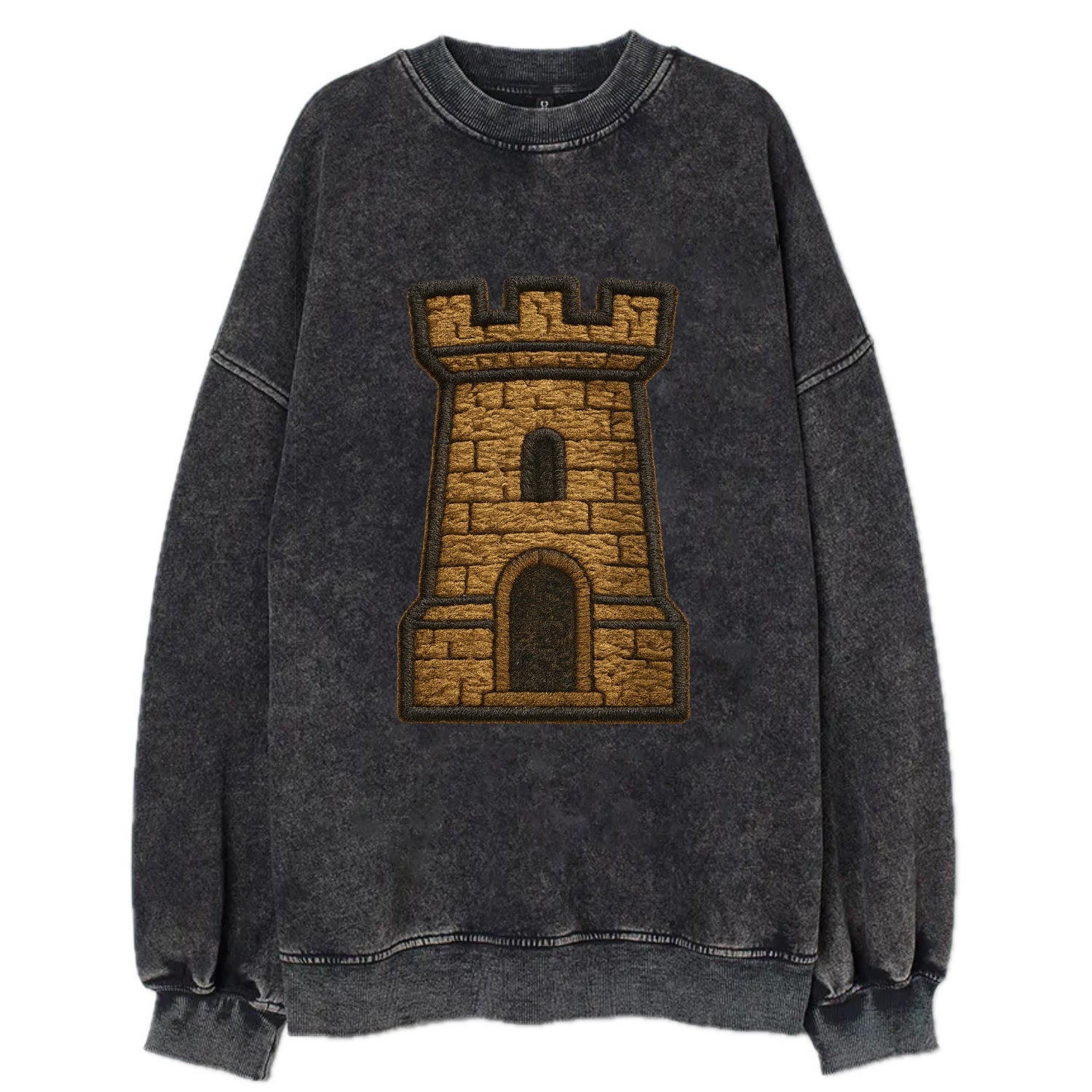Castle Tower  - Vintage Sweatshirt - Black