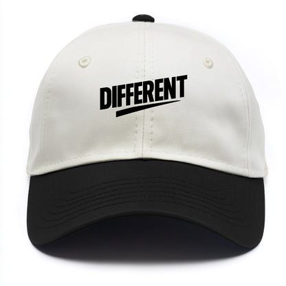 Bold typography design - "DIFFERENT" - standing out, not following crowd - Two Tone Cap - Black