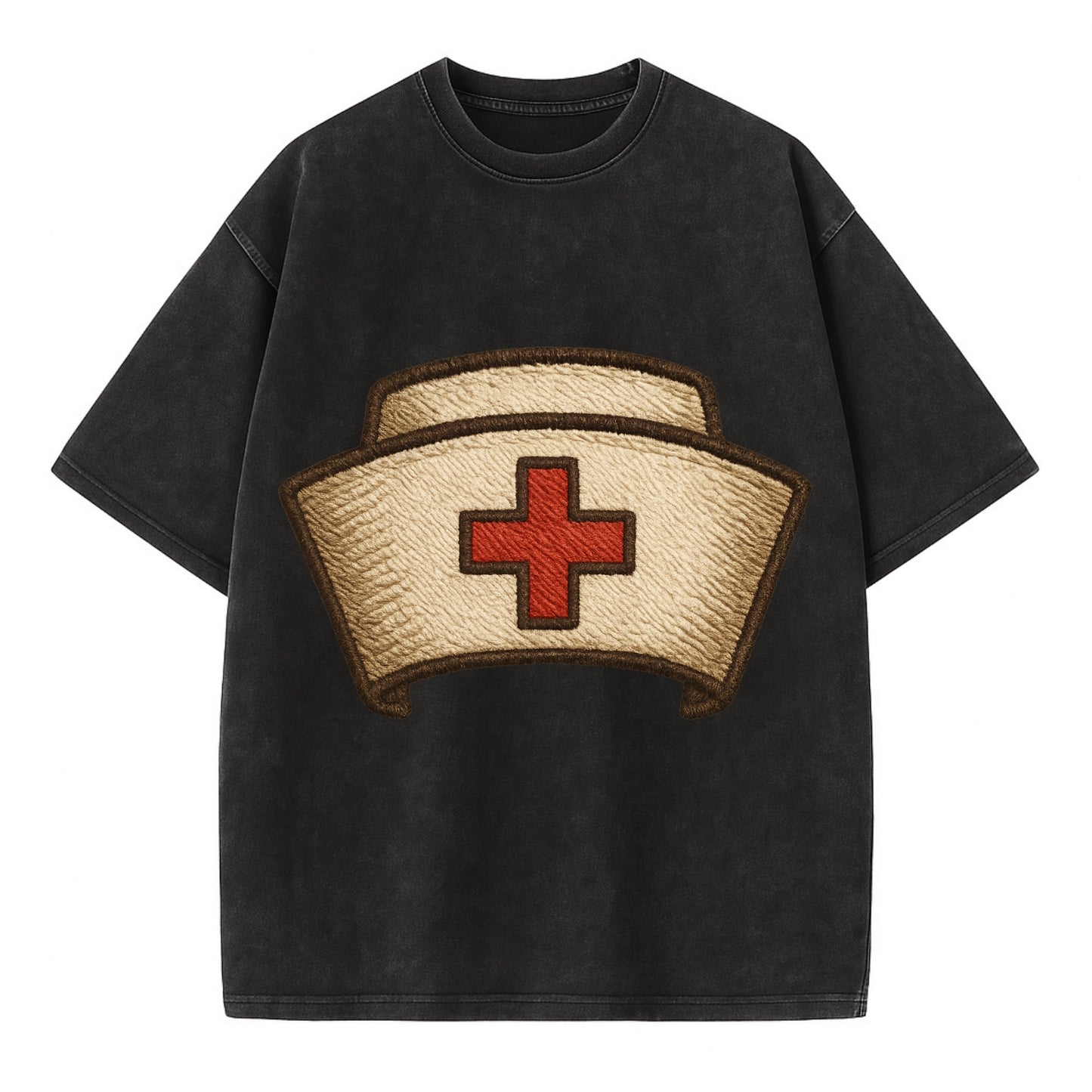 Nurse Cap  - Vintage T-shirt - Black