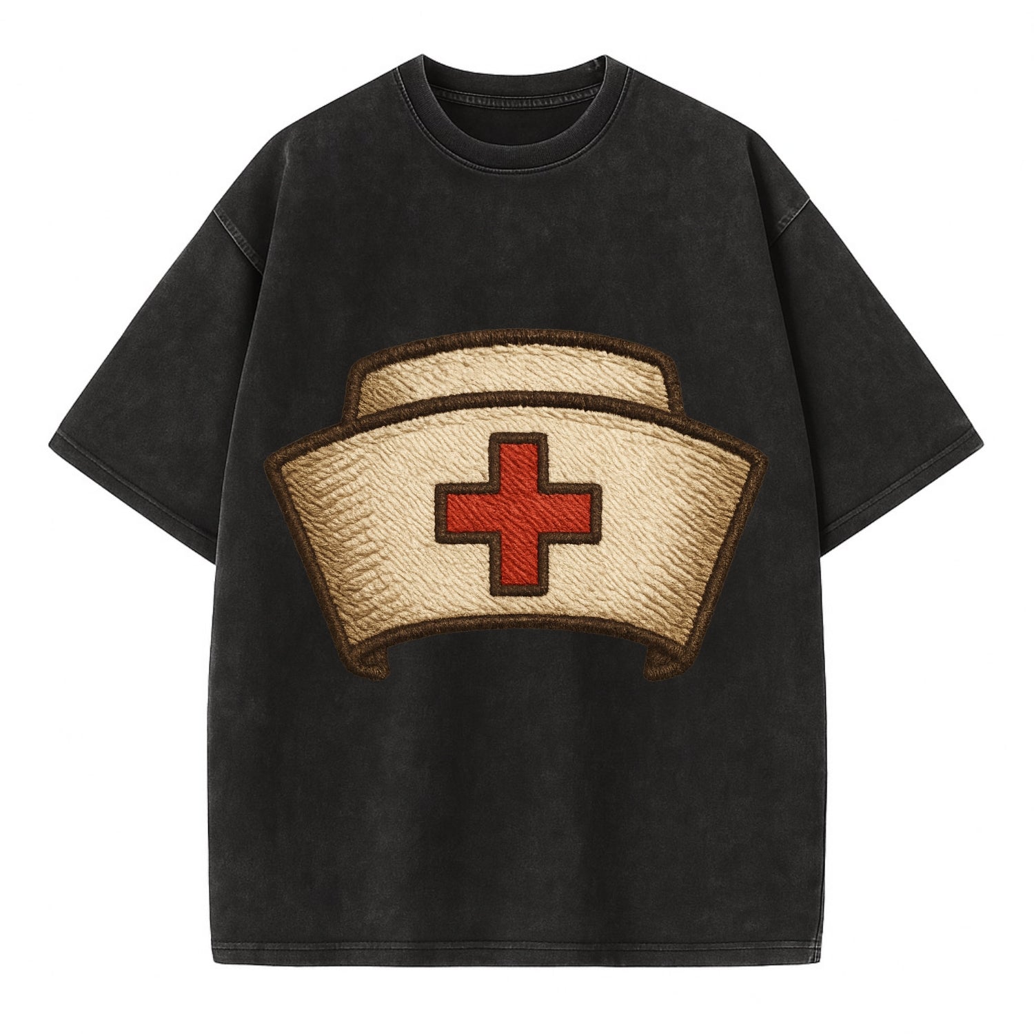 Nurse Cap  - Vintage T-shirt - Black