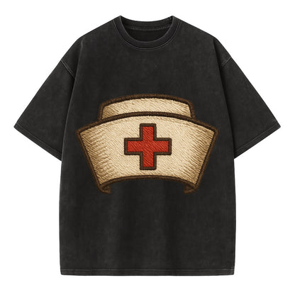 Nurse Cap  - Vintage T-shirt - Black