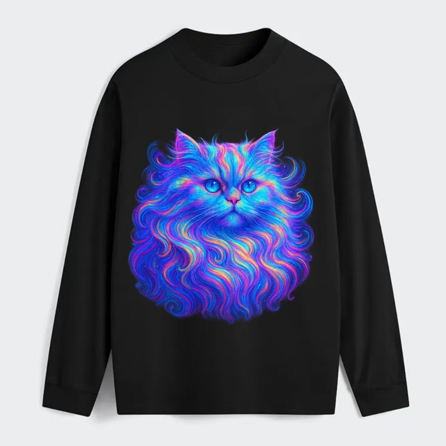 Luxurious Persian cat with flowing fur that refracts into rainbow - Classic Long Sleeve Shirt - Black